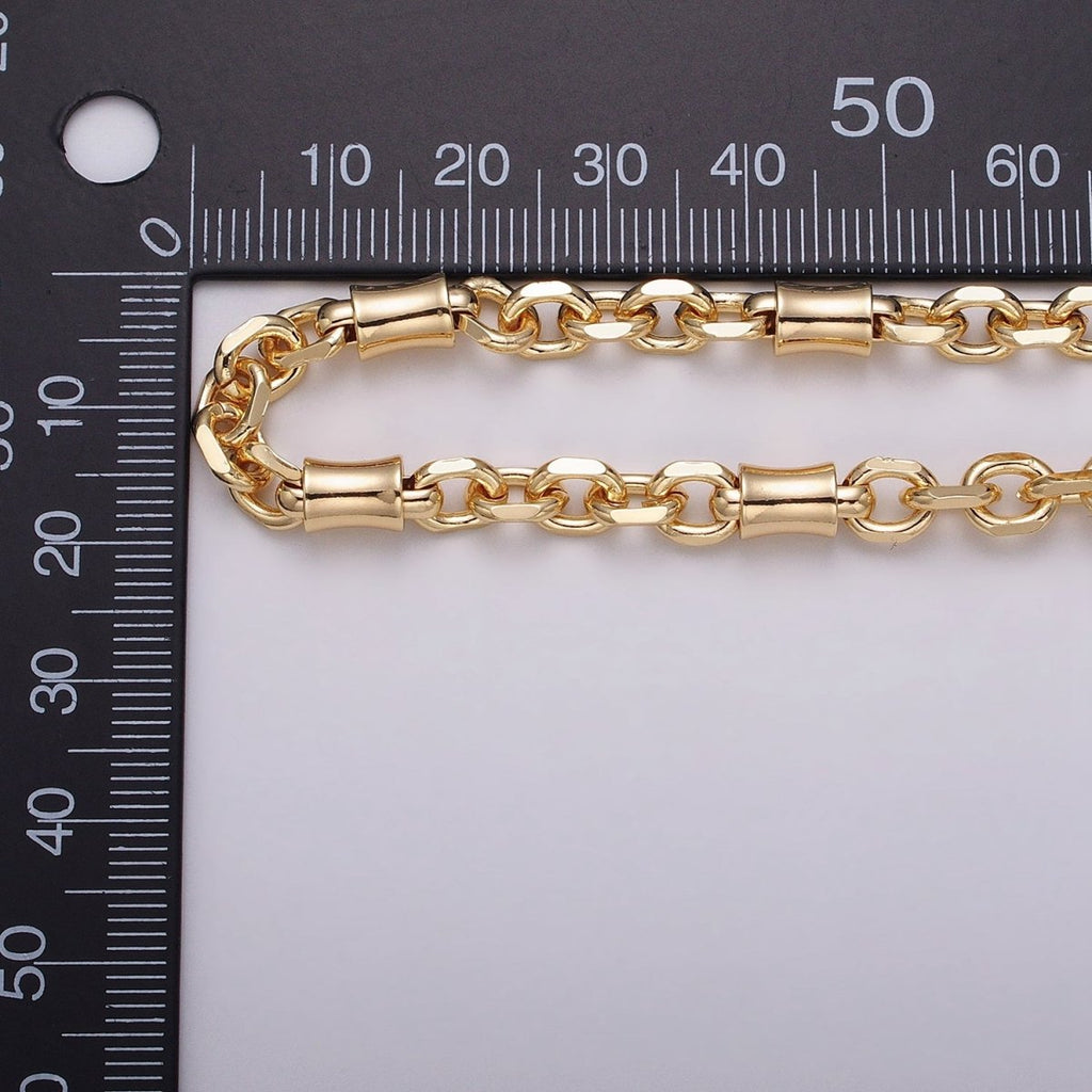 16K Gold plated Curved Tube Multiple Flat Cable Link Unfinished Chain in Gold & Silver | ROLL-1225 ROLL-1226 Clearance Pricing - DLUXCA