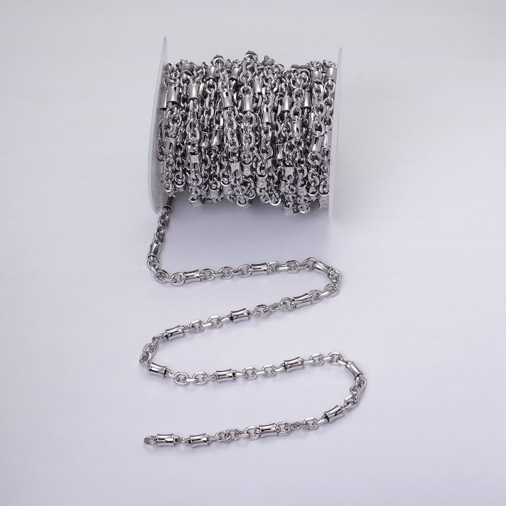 16K Gold plated Curved Tube Multiple Flat Cable Link Unfinished Chain in Gold & Silver | ROLL-1225 ROLL-1226 Clearance Pricing - DLUXCA