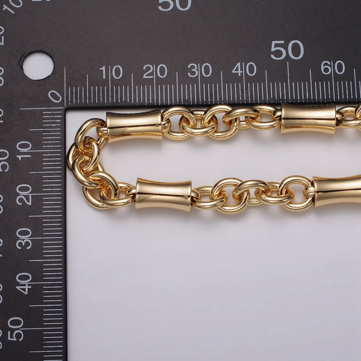 16k Gold plated Curved Tube Rolo Link Unfinished Chain in Gold & Silver by Yard | ROLL-1171 ROLL-1172 Clearance Pricing - DLUXCA
