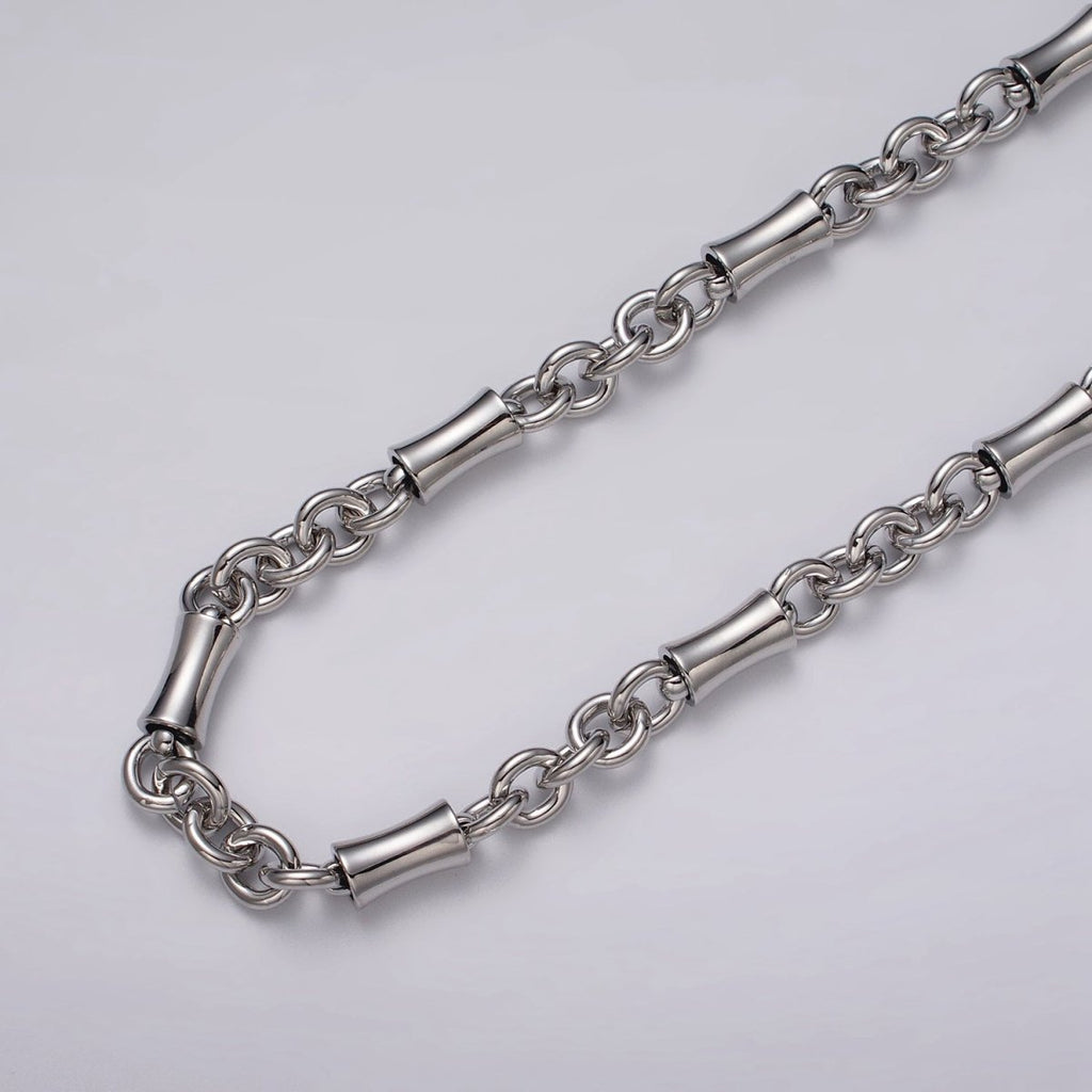 16k Gold plated Curved Tube Rolo Link Unfinished Chain in Gold & Silver by Yard | ROLL-1171 ROLL-1172 Clearance Pricing - DLUXCA