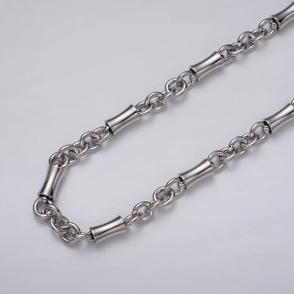 16k Gold plated Curved Tube Rolo Link Unfinished Chain in Gold & Silver by Yard | ROLL-1171 ROLL-1172 Clearance Pricing - DLUXCA