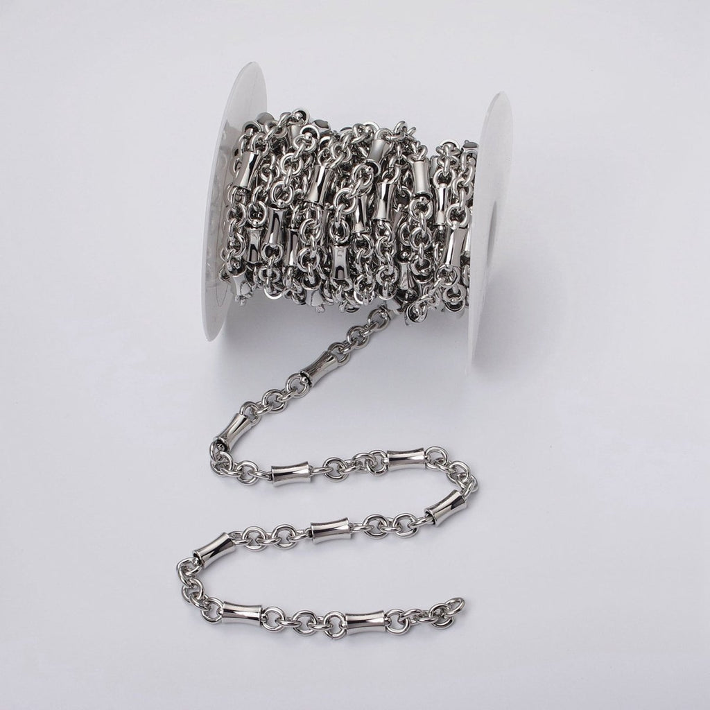 16k Gold plated Curved Tube Rolo Link Unfinished Chain in Gold & Silver by Yard | ROLL-1171 ROLL-1172 Clearance Pricing - DLUXCA