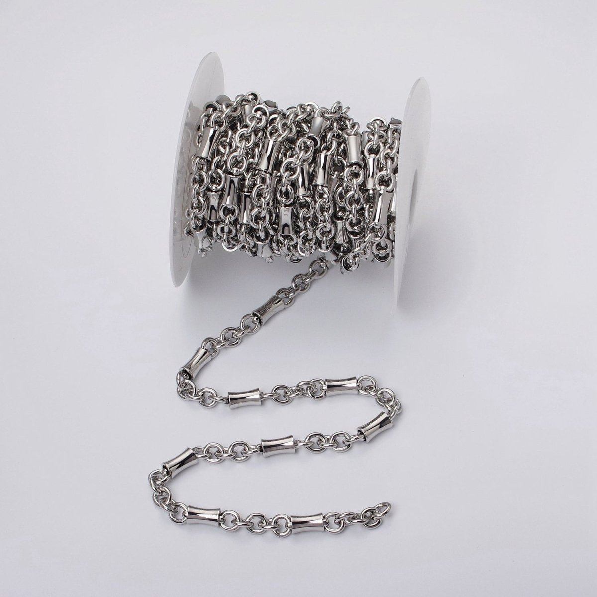 16k Gold plated Curved Tube Rolo Link Unfinished Chain in Gold & Silver by Yard | ROLL-1171 ROLL-1172 Clearance Pricing - DLUXCA