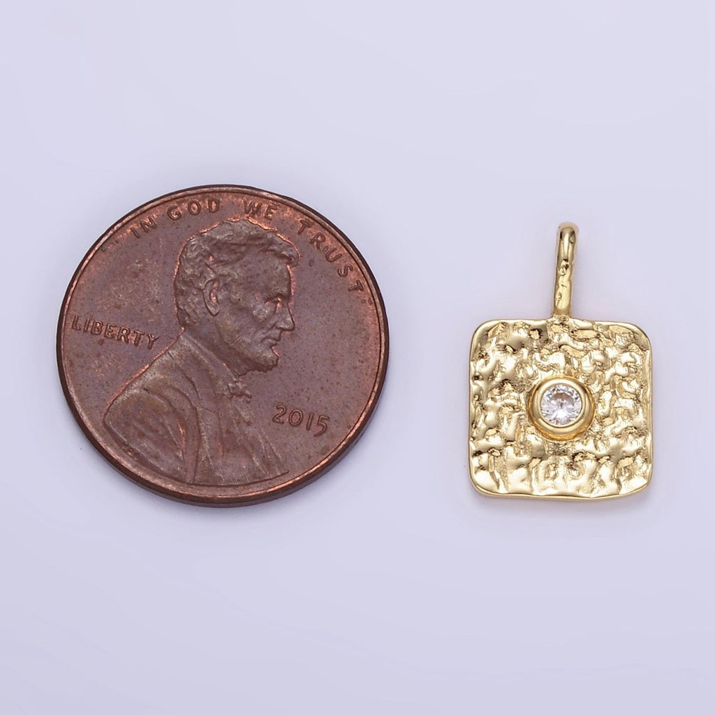 16K Gold plated CZ Geometric Square Pendant in Gold & Silver | H886