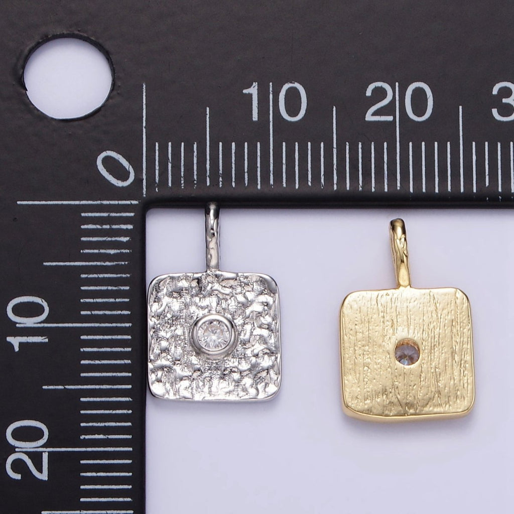 16K Gold plated CZ Geometric Square Pendant in Gold & Silver | H886