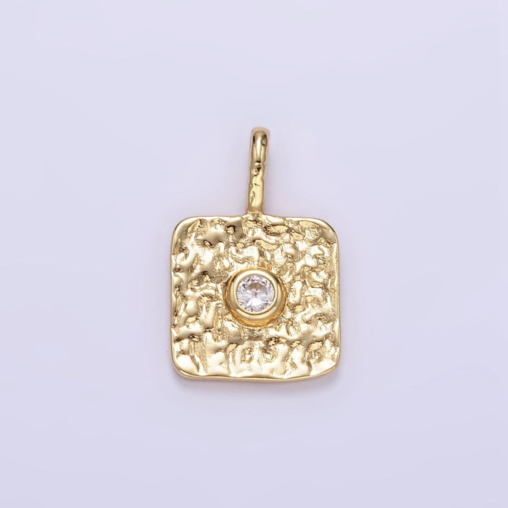 16K Gold plated CZ Geometric Square Pendant in Gold & Silver | H886