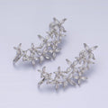 16K Gold plated CZ Marquise Flower Butterfly Ear Cuff Stud Earrings in Gold & Silver | AD1143 AD1144 - DLUXCA