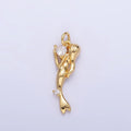 24K Gold plated CZ Mermaid Portrait Charm in Gold & Silver | AG840