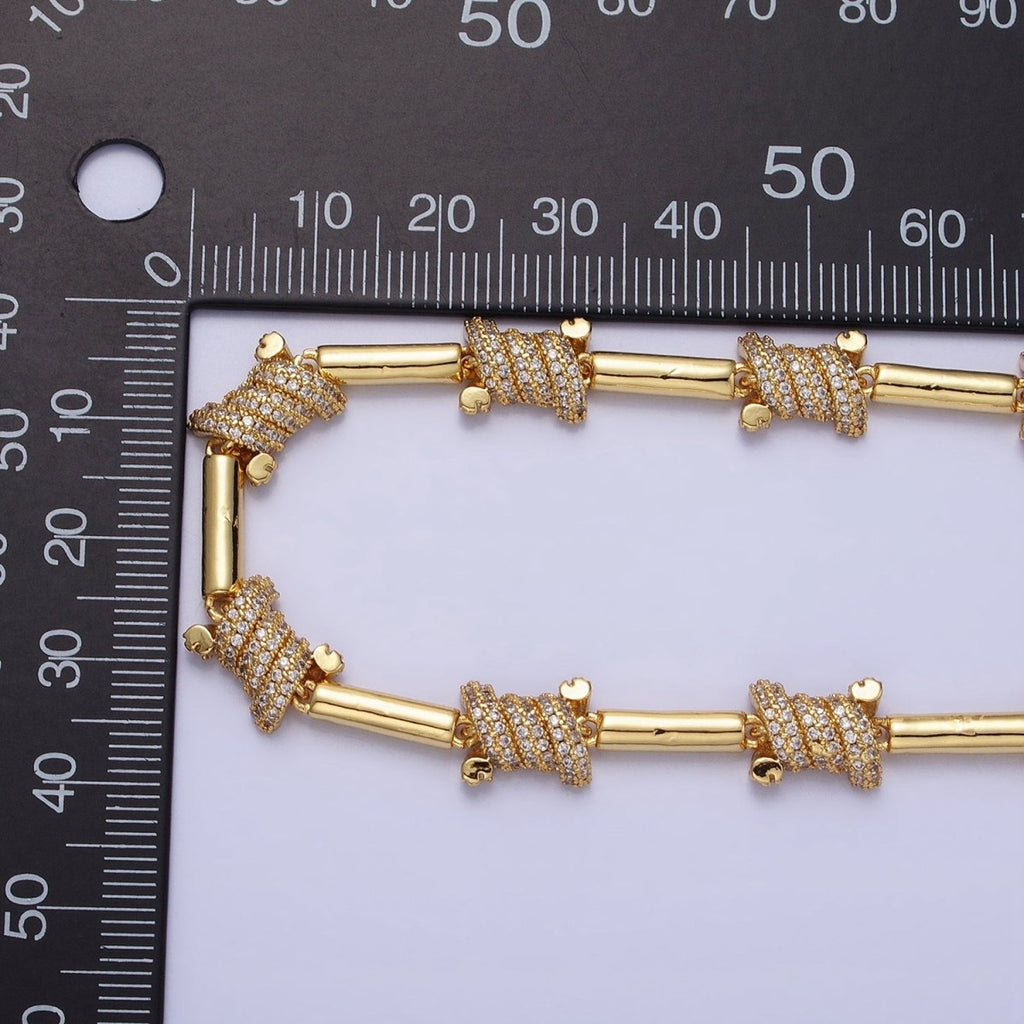 16K Gold plated CZ Micro Paved Statement Tube Chain 17 Inch Necklace with Lobster Clasps in Gold & Silver | WA-1752 WA-1753 Clearance Pricing