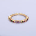 16K Gold plated CZ Multicolor Round Baguette Lined Ring in Gold & Silver | O-1932 O-1933