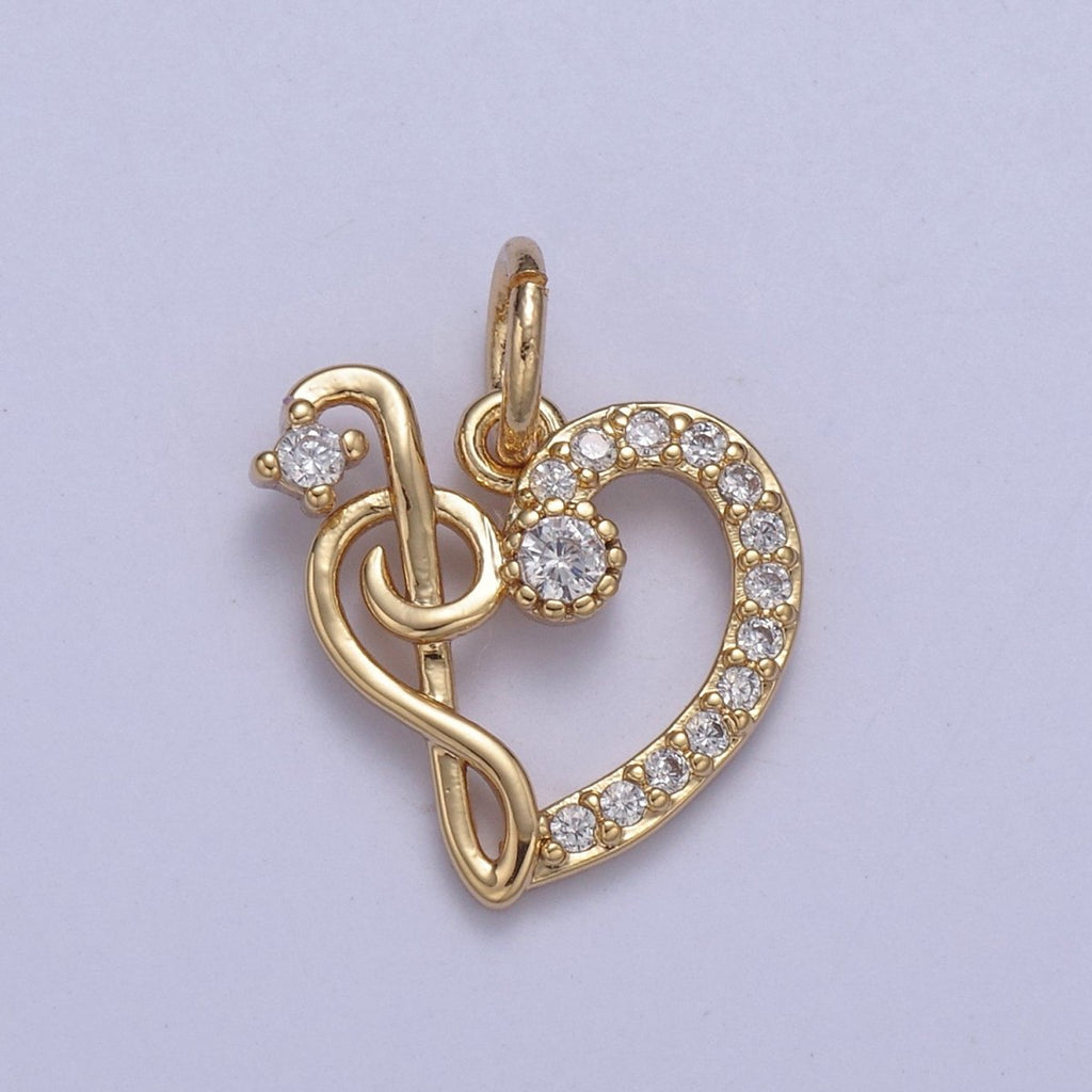 16K Gold plated Dainty Micro pave Heart Charm, Love Inspired Tiny Heart Ornament Charm N-430 - DLUXCA