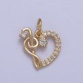 16K Gold plated Dainty Micro pave Heart Charm, Love Inspired Tiny Heart Ornament Charm N-430 - DLUXCA
