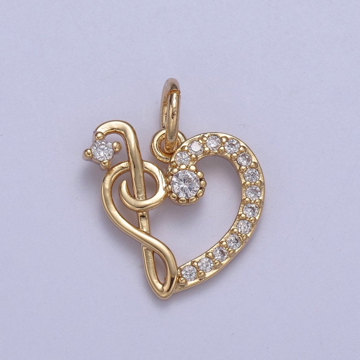 16K Gold plated Dainty Micro pave Heart Charm, Love Inspired Tiny Heart Ornament Charm N-430 - DLUXCA