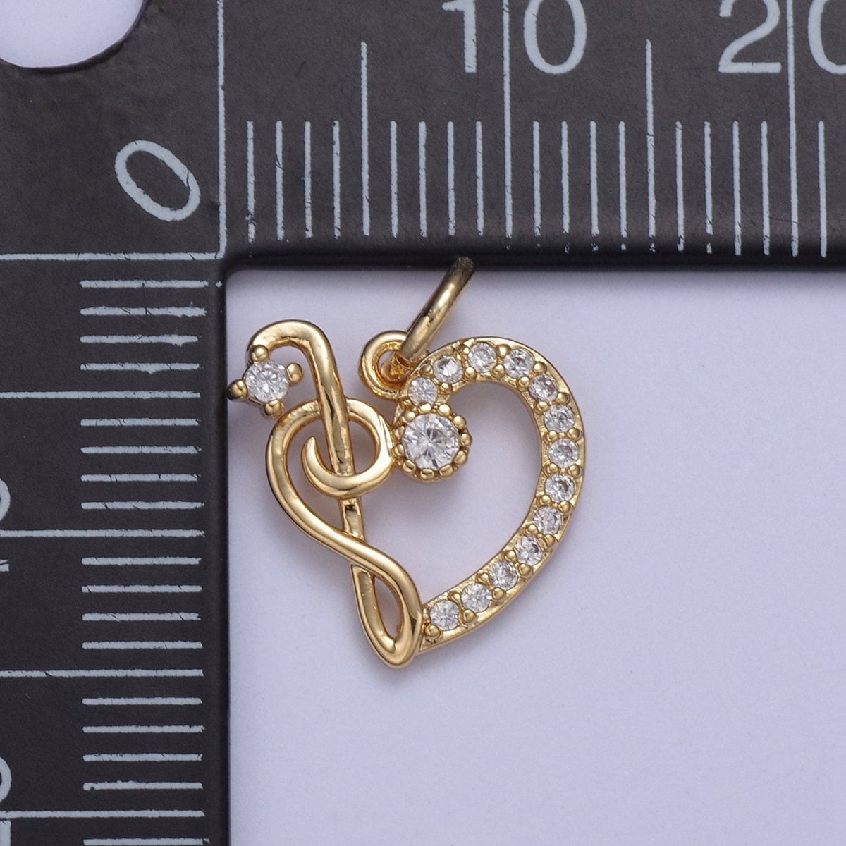 16K Gold plated Dainty Micro pave Heart Charm, Love Inspired Tiny Heart Ornament Charm N-430 - DLUXCA