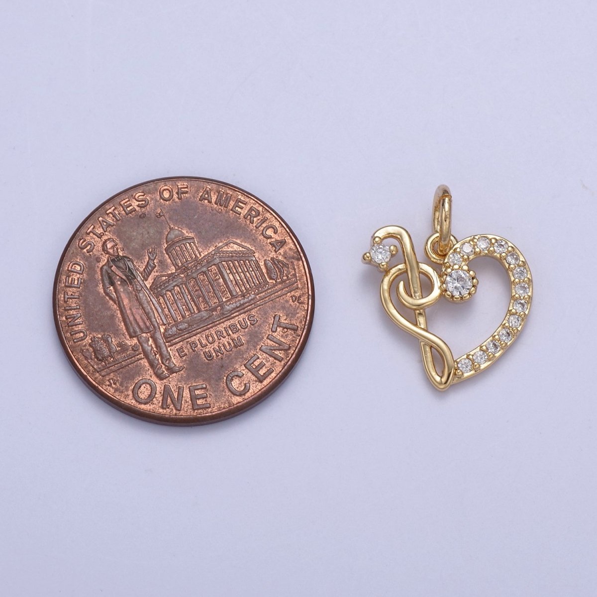 16K Gold plated Dainty Micro pave Heart Charm, Love Inspired Tiny Heart Ornament Charm N-430 - DLUXCA