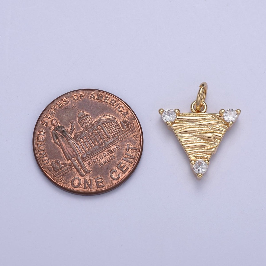 16k Gold plated Dainty Triangle Charm Cubic Zirconia Charm in Gold micro Pave CZ Geometric Charm N-432 - DLUXCA