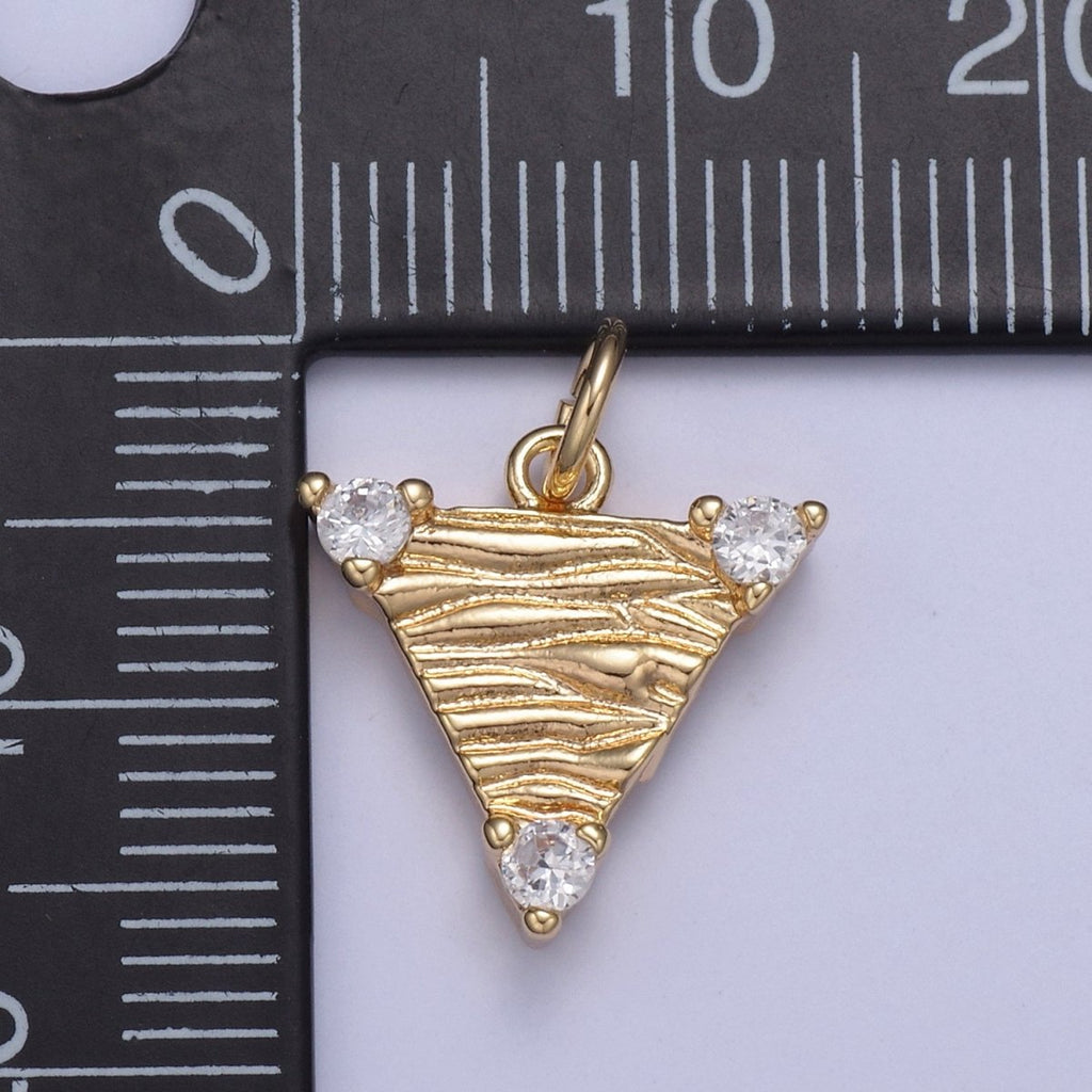 16k Gold plated Dainty Triangle Charm Cubic Zirconia Charm in Gold micro Pave CZ Geometric Charm N-432 - DLUXCA