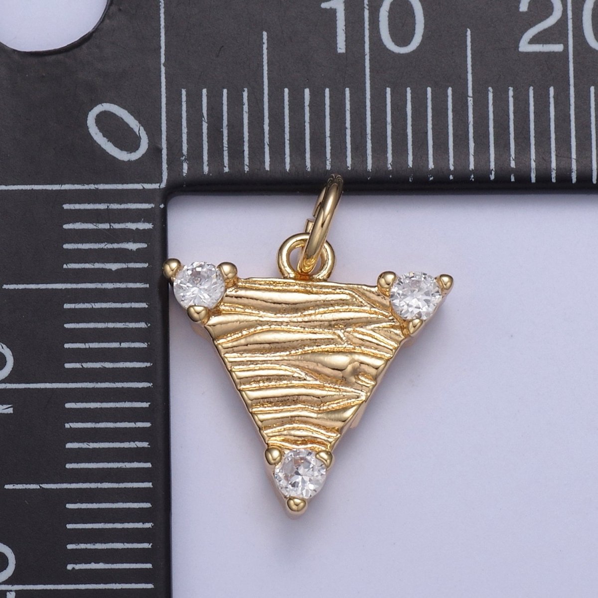 16k Gold plated Dainty Triangle Charm Cubic Zirconia Charm in Gold micro Pave CZ Geometric Charm N-432 - DLUXCA