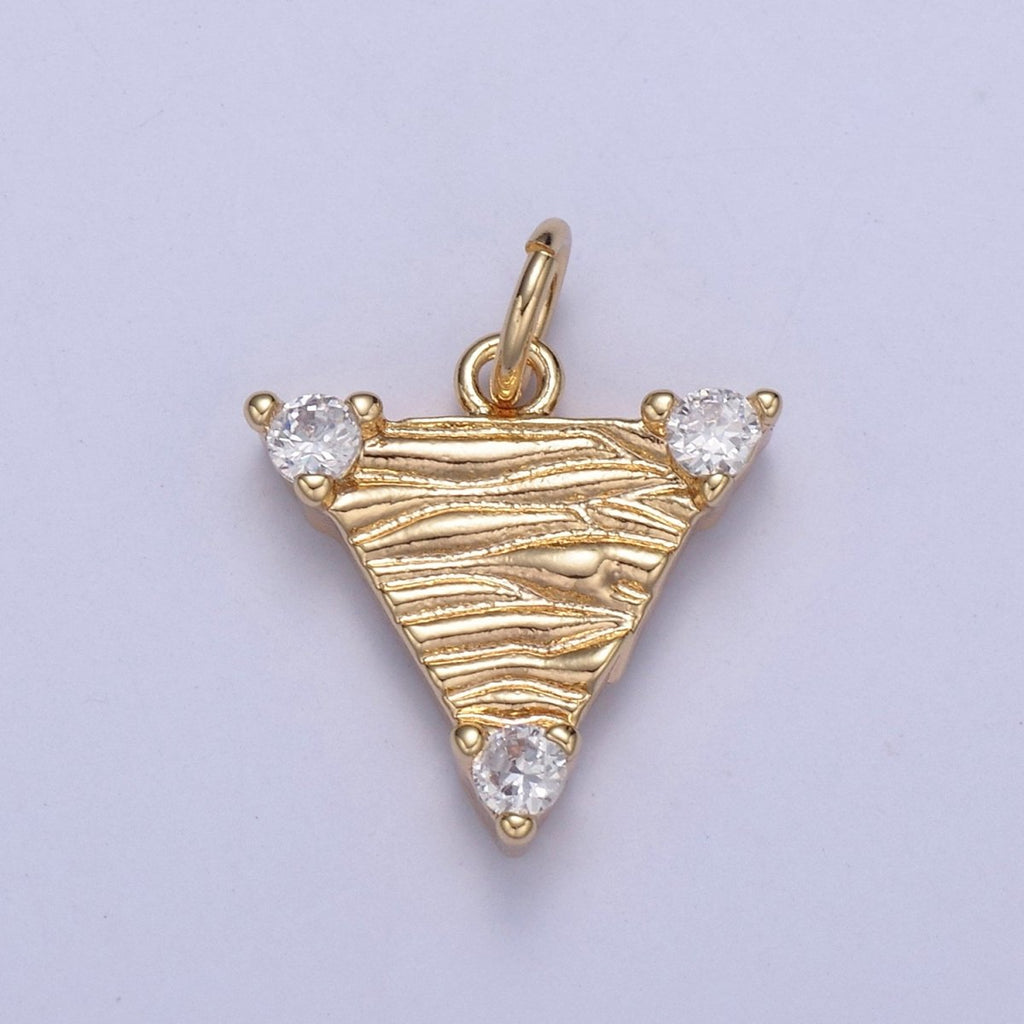 16k Gold plated Dainty Triangle Charm Cubic Zirconia Charm in Gold micro Pave CZ Geometric Charm N-432 - DLUXCA
