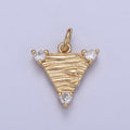 16k Gold plated Dainty Triangle Charm Cubic Zirconia Charm in Gold micro Pave CZ Geometric Charm N-432 - DLUXCA