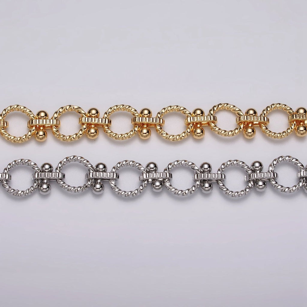 16k Gold plated Designed Twisted Rolo Link Unfinished Chain in Gold & Silver by Yard | ROLL-1165 ROLL-1166 Clearance Pricing - DLUXCA