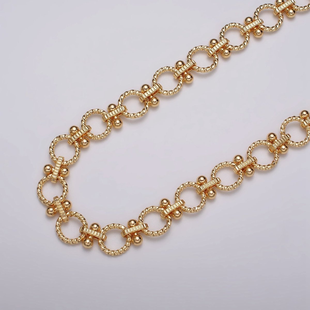 16k Gold plated Designed Twisted Rolo Link Unfinished Chain in Gold & Silver by Yard | ROLL-1165 ROLL-1166 Clearance Pricing - DLUXCA