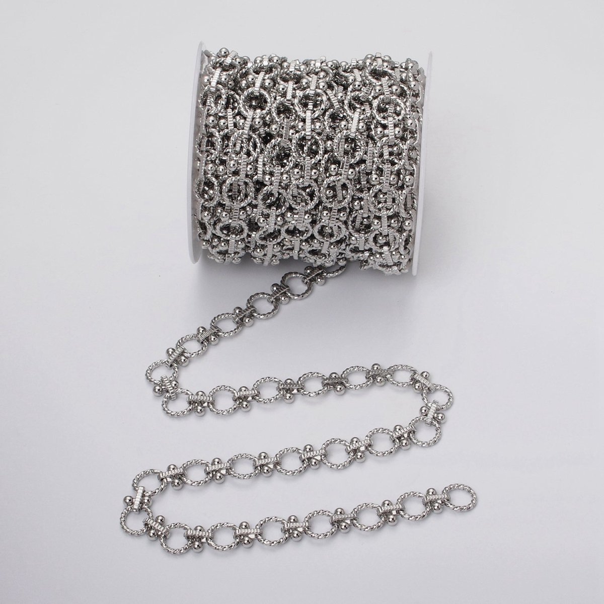 16k Gold plated Designed Twisted Rolo Link Unfinished Chain in Gold & Silver by Yard | ROLL-1165 ROLL-1166 Clearance Pricing - DLUXCA