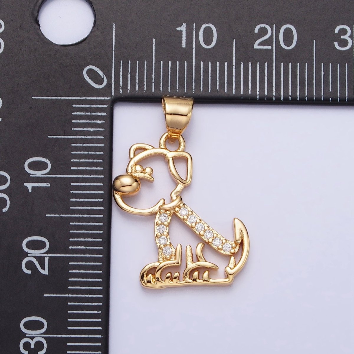 16K Gold plated Dog Pet Animal Micro Paved CZ Open Pendant in Gold & Silver | AA302 AA312