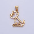16K Gold plated Dog Pet Animal Micro Paved CZ Open Pendant in Gold & Silver | AA302 AA312