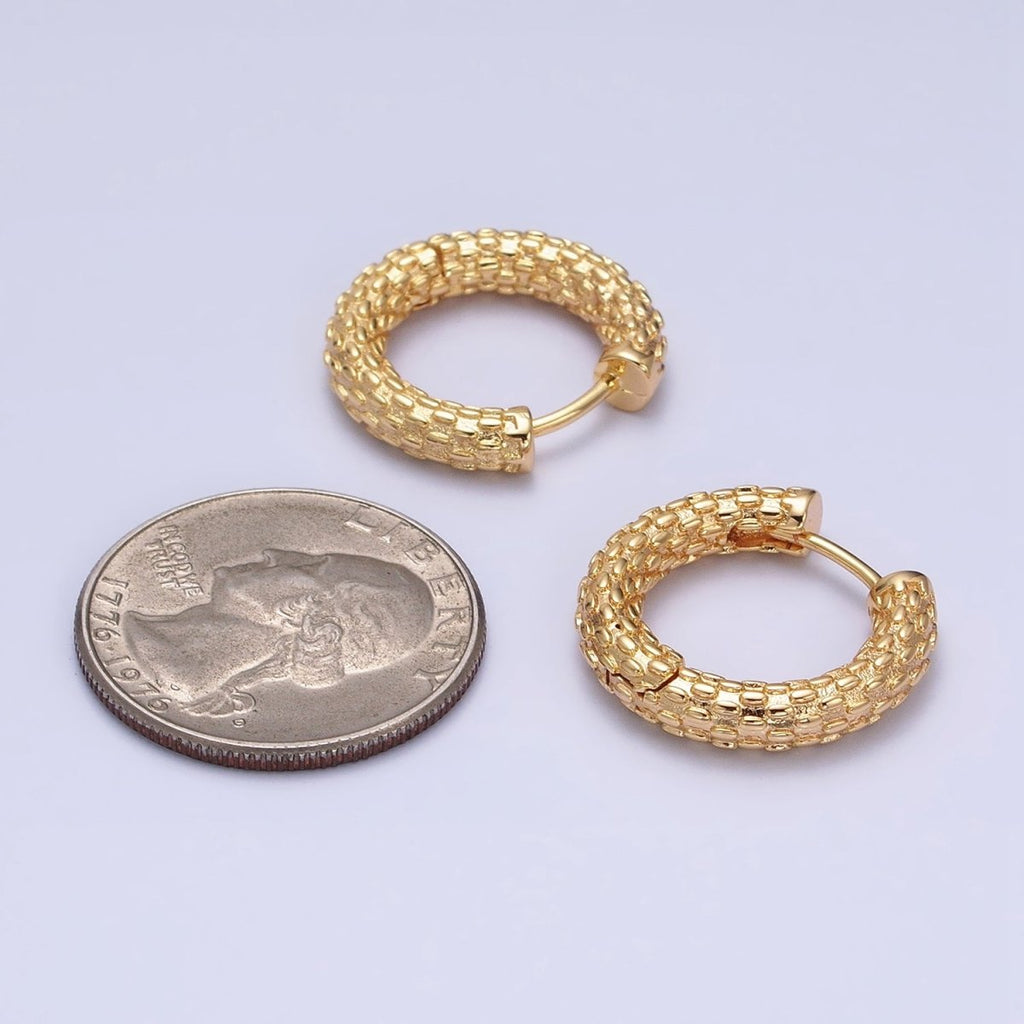 16K Gold plated Dotted Textured 20.5mm Endless Hoop Earrings in Gold & Silver | AD885 AD886