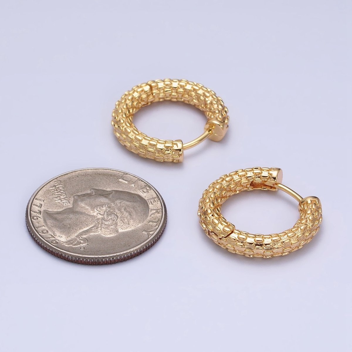 16K Gold plated Dotted Textured 20.5mm Endless Hoop Earrings in Gold & Silver | AD885 AD886