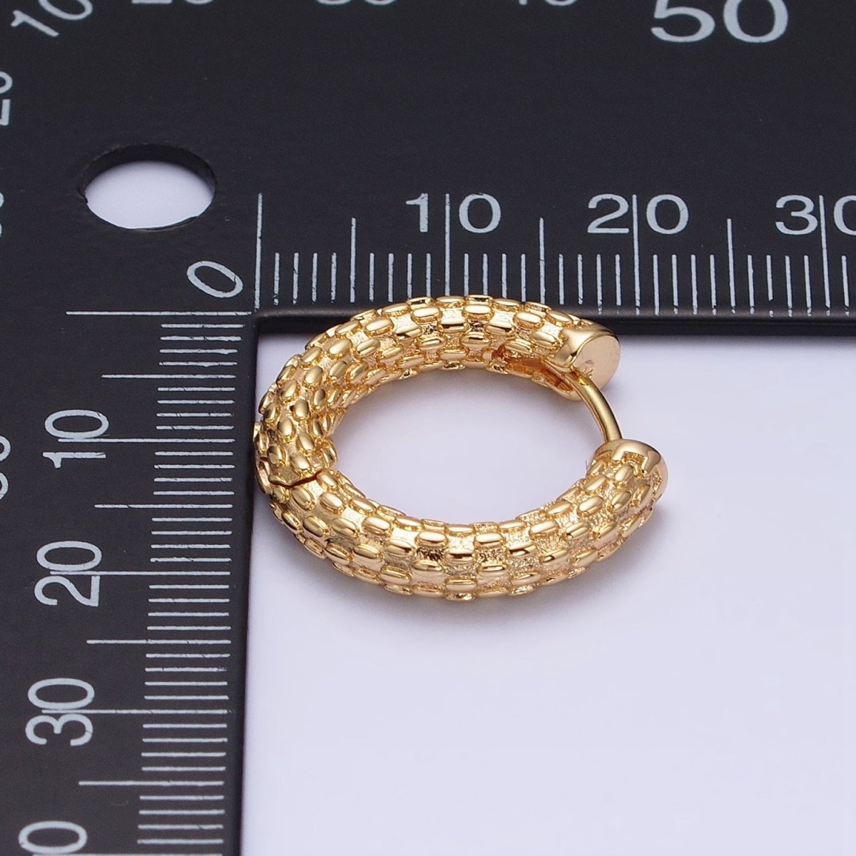 16K Gold plated Dotted Textured 20.5mm Endless Hoop Earrings in Gold & Silver | AD885 AD886