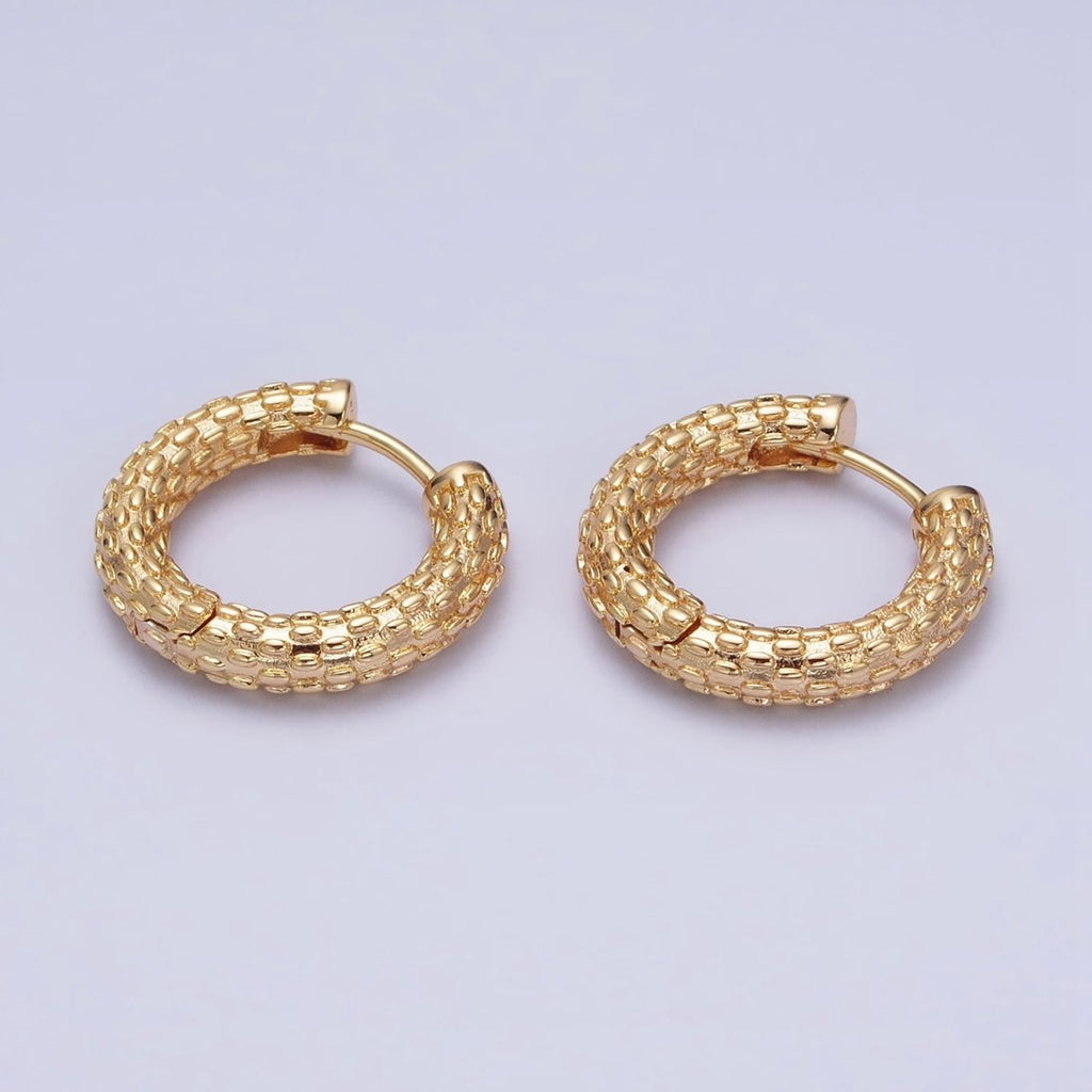 16K Gold plated Dotted Textured 20.5mm Endless Hoop Earrings in Gold & Silver | AD885 AD886