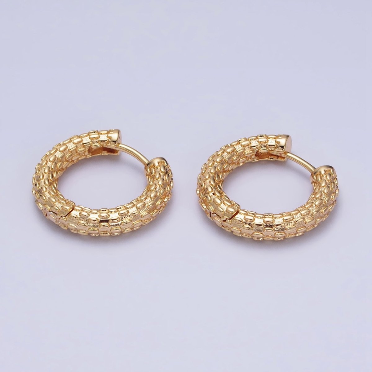 16K Gold plated Dotted Textured 20.5mm Endless Hoop Earrings in Gold & Silver | AD885 AD886