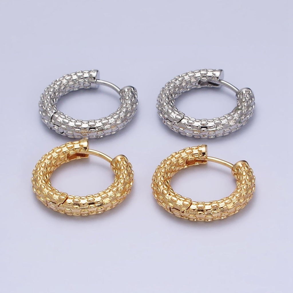 16K Gold plated Dotted Textured 20.5mm Endless Hoop Earrings in Gold & Silver | AD885 AD886