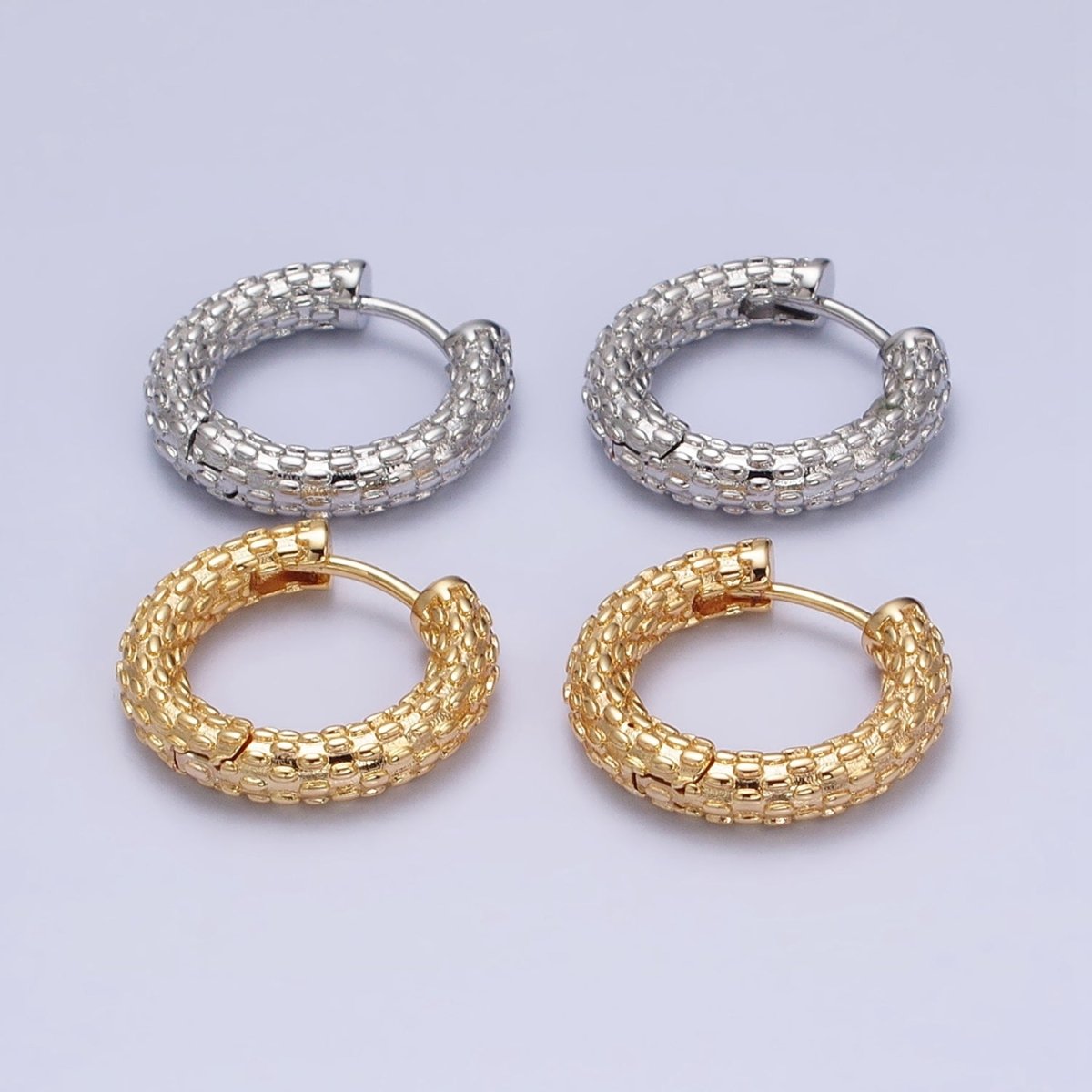 16K Gold plated Dotted Textured 20.5mm Endless Hoop Earrings in Gold & Silver | AD885 AD886