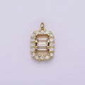 16K Gold plated Double Baguette Micro Paved Rectangular Open Charm | N999 - DLUXCA