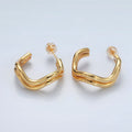 16k Gold plated Double Band Geometric C Shaped Hoop Earrings Gold and Silver | P528 - P529 - DLUXCA
