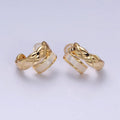 16K Gold plated Double Band Quilted X Cross Pearl Lied C-Shaped Hoop Earrings in Gold & Silver | AD096 AD097 - DLUXCA