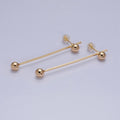 16K Gold plated Double Bubble Bead Geometric Linear Drop Stud Earrings in Gold & Silver | AD1145 AD1146