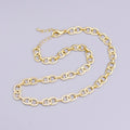 16K Gold plated Double Cable Micro Paved CZ Anchor Link 17 Inch Chain Necklace in Gold & Silver | WA-1890 WA-1891 Clearance Pricing