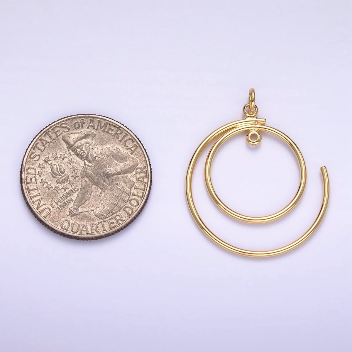 16K Gold plated Double Circular Band Charm | D460 - DLUXCA
