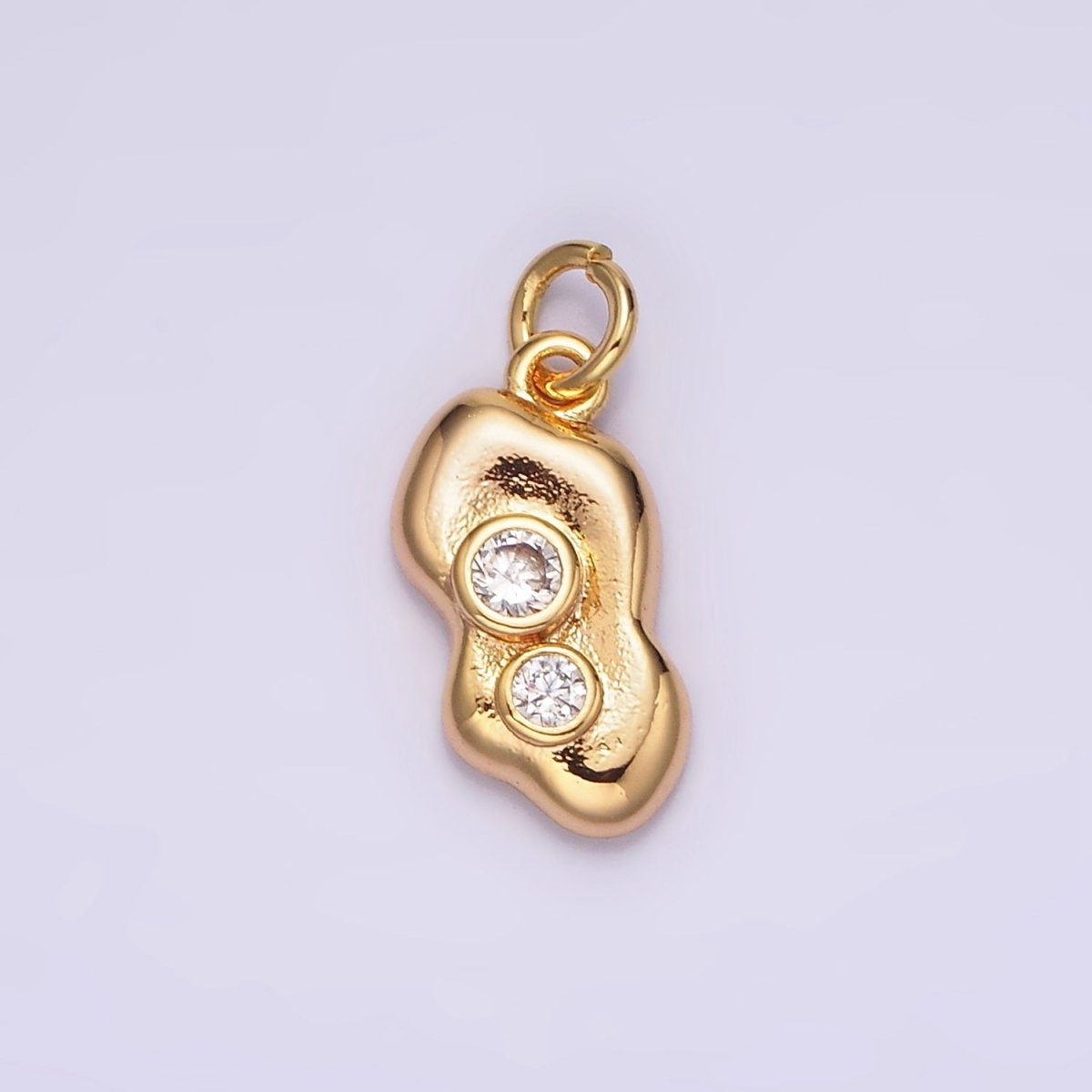16K Gold plated Double Clear CZ Dotted Abstract Charm | AG097 - DLUXCA
