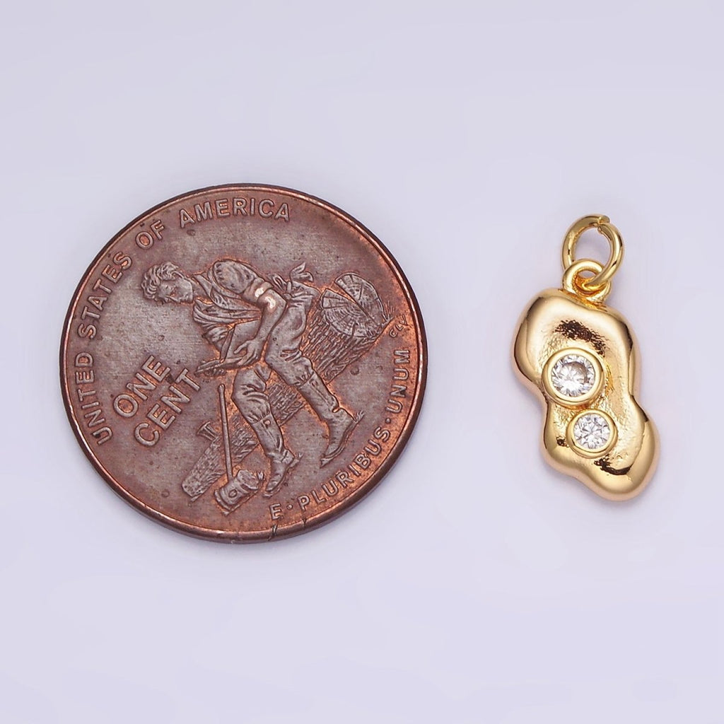 16K Gold plated Double Clear CZ Dotted Abstract Charm | AG097 - DLUXCA