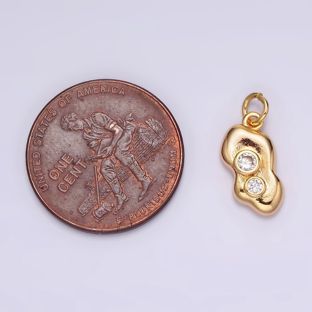16K Gold plated Double Clear CZ Dotted Abstract Charm | AG097 - DLUXCA