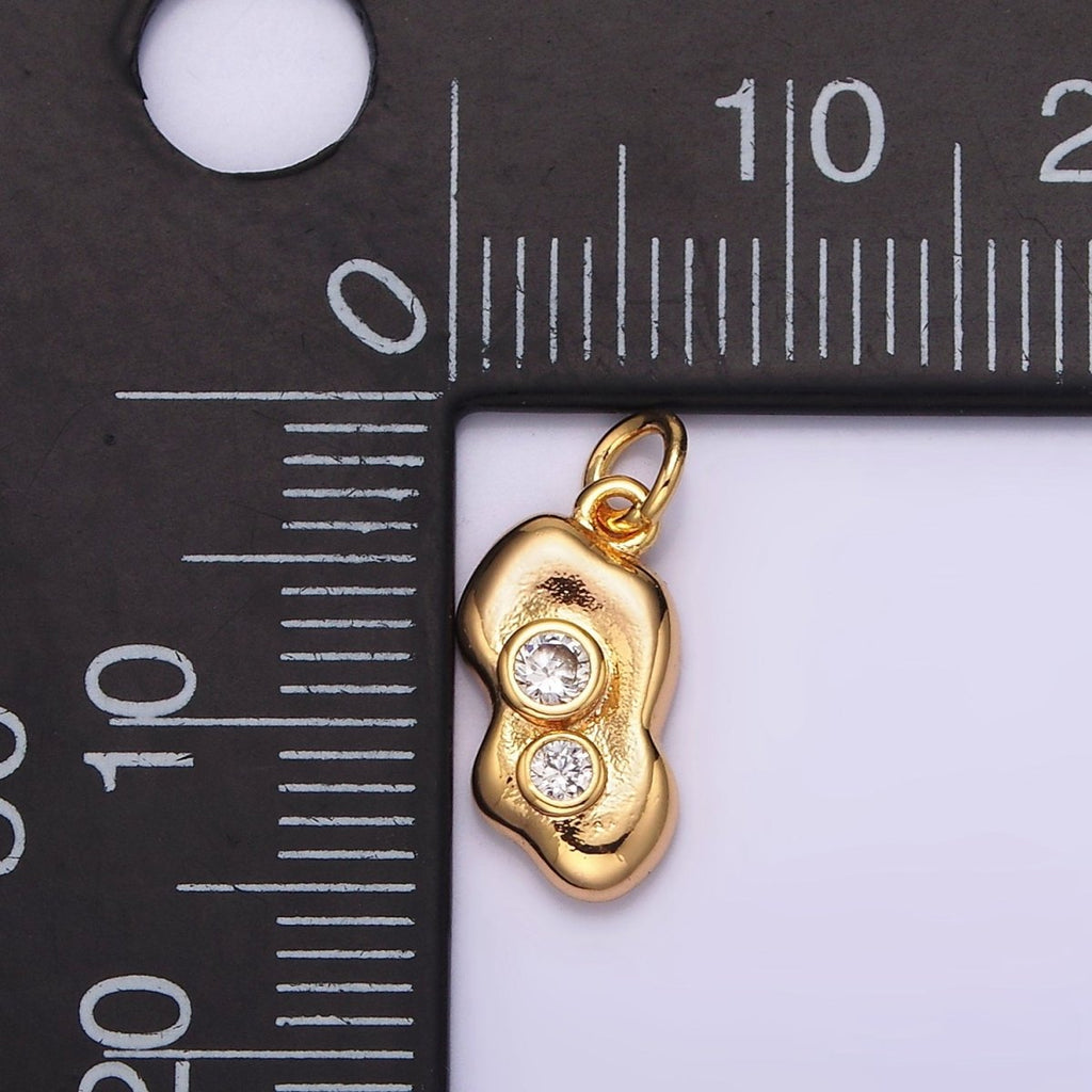 16K Gold plated Double Clear CZ Dotted Abstract Charm | AG097 - DLUXCA