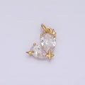 16K Gold plated Double Clear CZ Teardrop Celestial Star Charm | N995 - DLUXCA