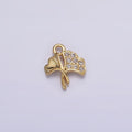 16K Gold plated Double Flower Tulip Bud Micro Paved CZ Mini Add-On Charm | N944 - DLUXCA