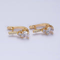 16K Gold plated Double Round Clear CZ English Lock Earrings | AB947 - DLUXCA