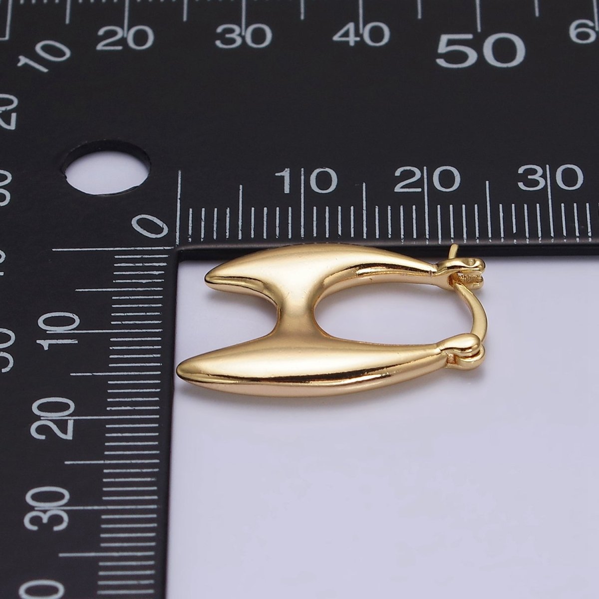 16K Gold plated Double Spiked H-Shaped French Lock Latch Hoop Earrings | AB087 - DLUXCA